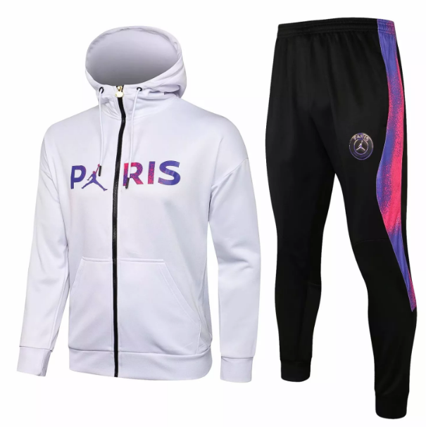 2021/22 PSG X Jordan White Training Suits Paris Hoodie Jacket with Pants